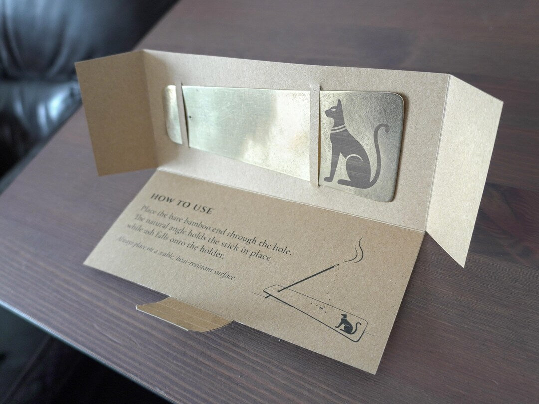Handmade Bronze Egyptian Cat Incense Holder