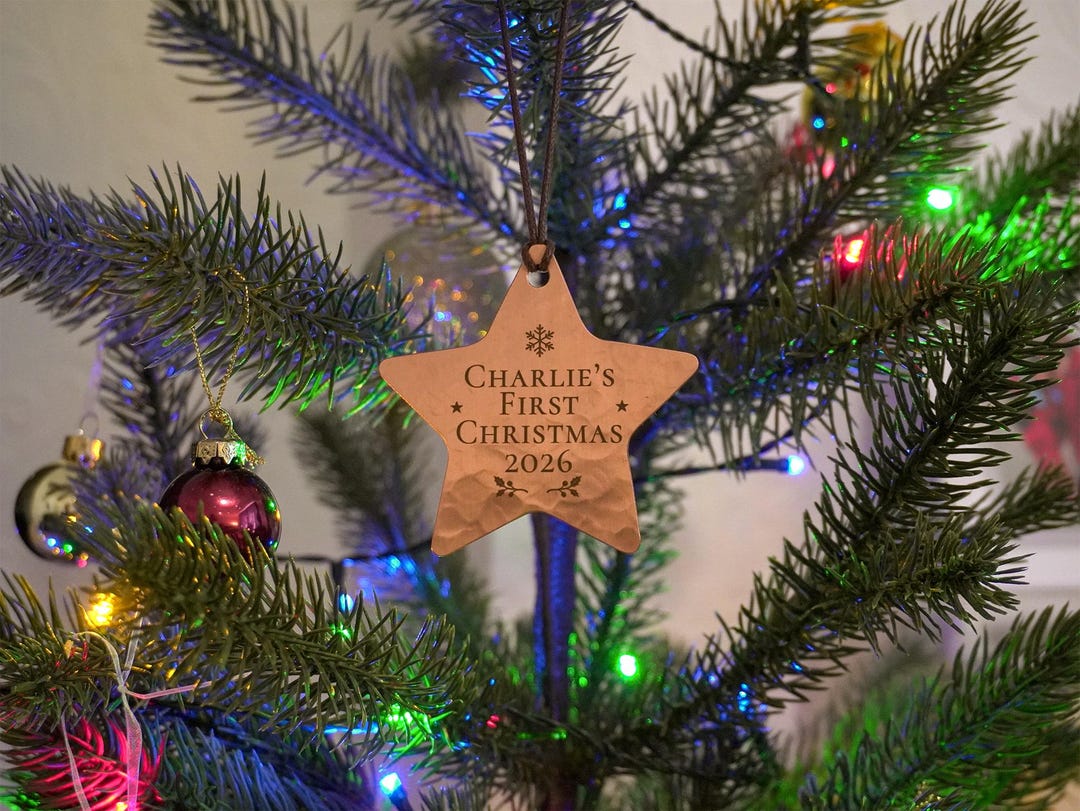 Personalised Baby's First Christmas Copper Star Ornament