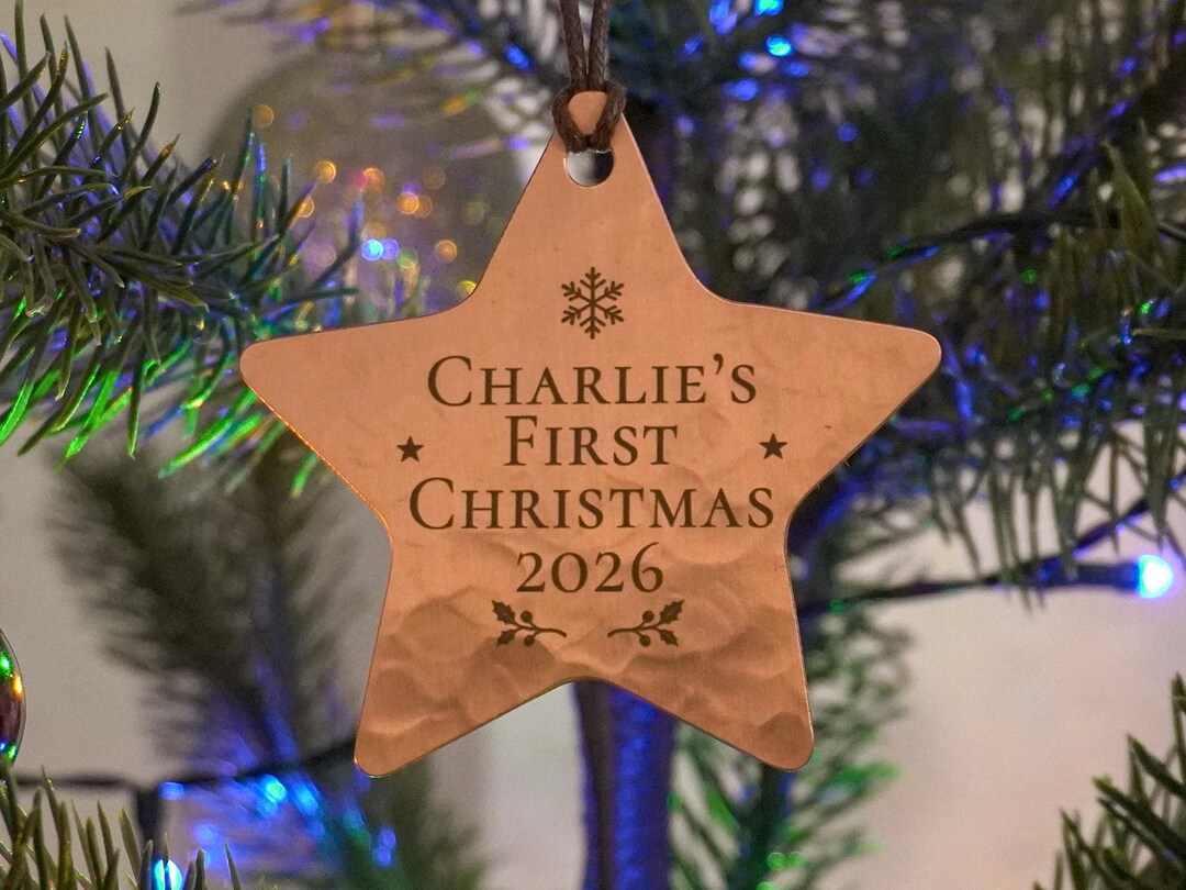 Personalised Baby's First Christmas Copper Star Ornament