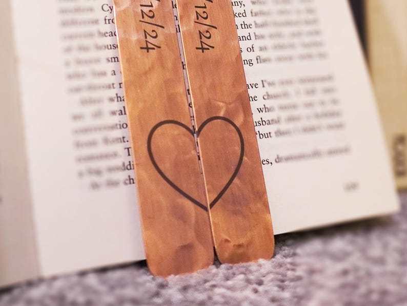 Lovers' Copper Bookmarks – Personalised Pair with Split Heart