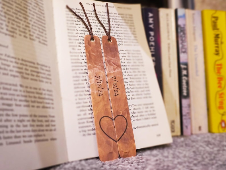 Lovers' Copper Bookmarks – Personalised Pair with Split Heart